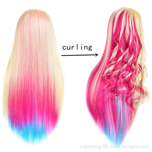 Synthetic Hair Manikin Head Female Wig Black Cosmetology   Maniquines Mannequin Head Hairdresser Training Doll Head